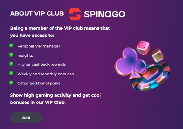 Spinago casino no deposit bonus for Vip Players