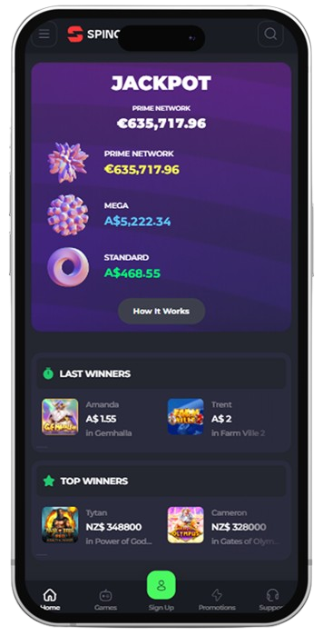 Spinago mobile version